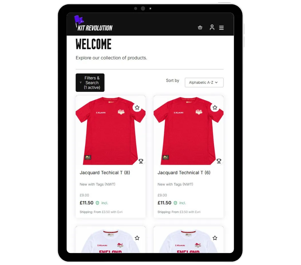 Team England Listing Page iPad