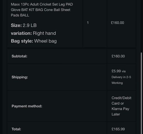 Adult Cricket Equipment - New without Tags (NWOT) condition. 
